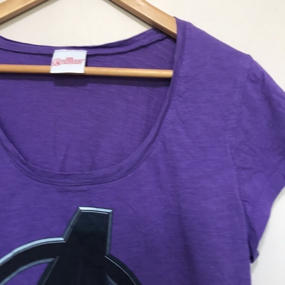 MARVEL Avengers purple scoop neck graphic tee shirt size 1X - Picture 2 of 8